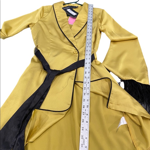Yellow Satin Feather trimmed dress. Pajama style. New Tags. Sz 2. - Picture 6 of 9